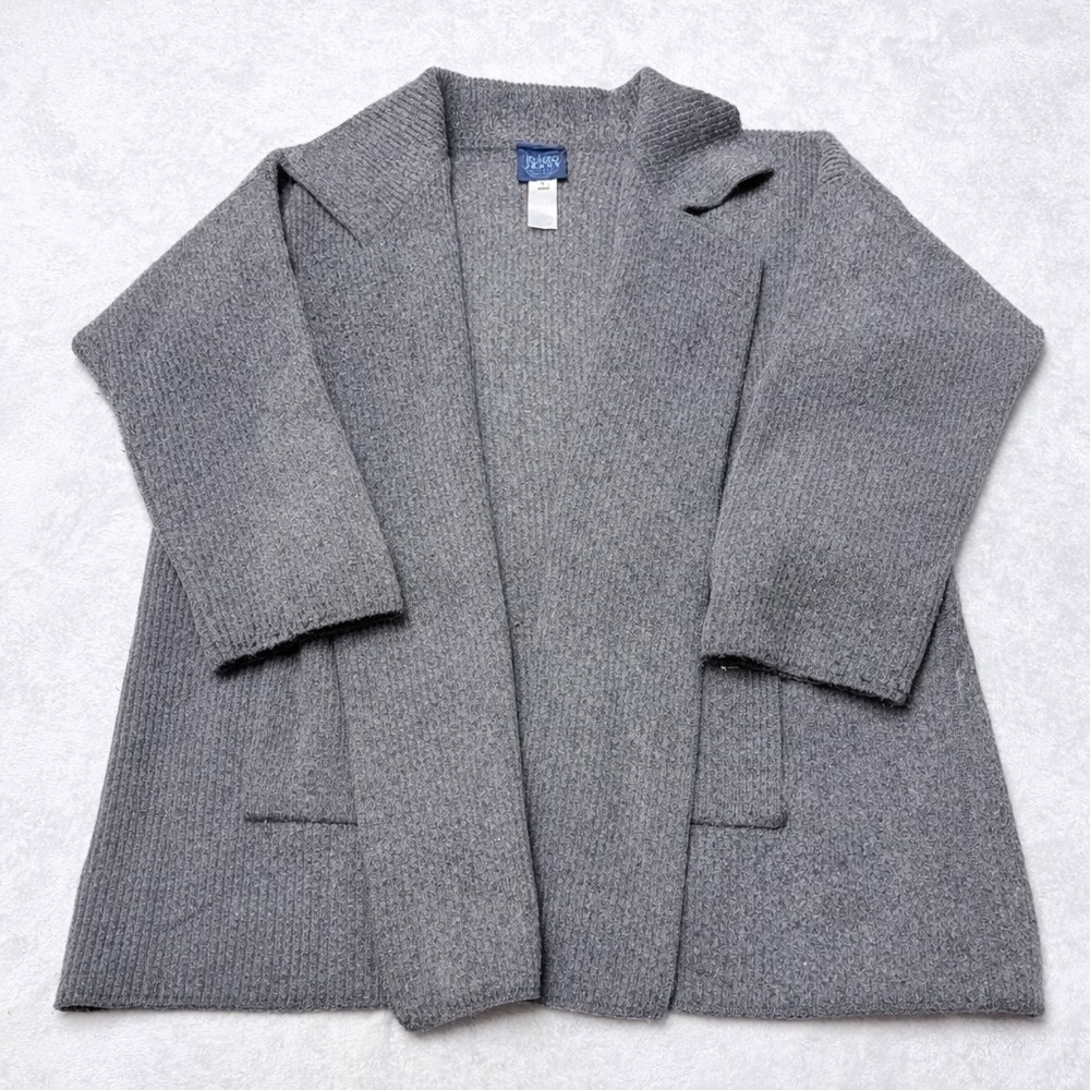 Kenzo Jeans Gray Open Front Knit Sweater Cardigan S